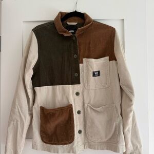 Vans Women’s Patchwork Corduroy Jacket in Cream, Brown, and Green- Size Small
